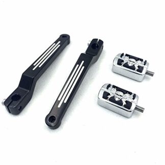 HTT Group Motorcycle Aluminum Chrome Zombie Shifter Pegs with Black Grooved Heel/Toe Shift Levers For Harley Davidson Fat Boy FLSTF 1980 and later