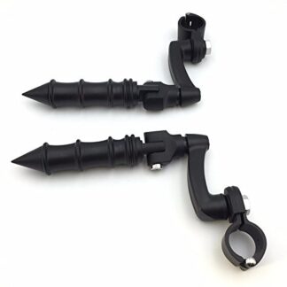 HTT Group Motorcycle Black 360 Adjustable Peg Mounting Kit Bamboo Style Foot Peg For Honda GoldWing VTX1300 Shadow Valkyrie Triumph Equipped with 1 inch (1") 25mm Front Engine Guard Frame Tube