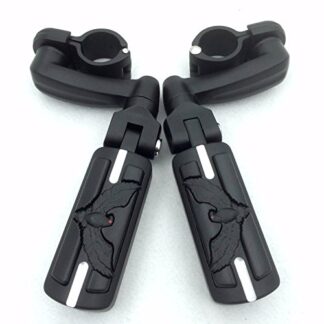 HTT Group Motorcycle Black 360 Adjustable Peg Mounting Kit Eagle Foot Peg For GoldWing VTX1300 Shadow Valkyrie Triumph Equipped 1 inch (1") 25mm Front Engine Guard Frame Tube