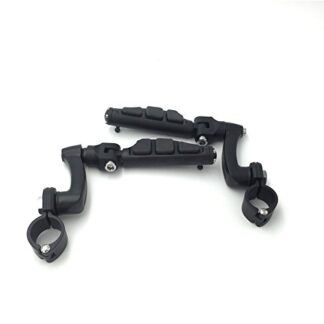 HTT Group Motorcycle Black 360 Adjustable Peg Mounting Kit Flat End Foot Peg For GoldWing VTX1300 Shadow Valkyrie Triumph Rocket Equipped with 1-1/2 inch (1.5") Front Engine Guard Frame Tube