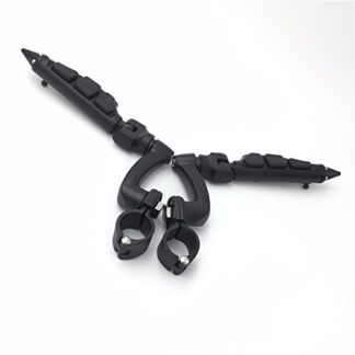 HTT Group Motorcycle Black 360 Adjustable Peg Mounting Kit Stiletto Shape Footrest Foot Pegs For Yamaha V-STAR Roadstar Suzuki Boulevard Equipped with 1-1/2 inch (1.5") Front Engine Guard Frame Tube