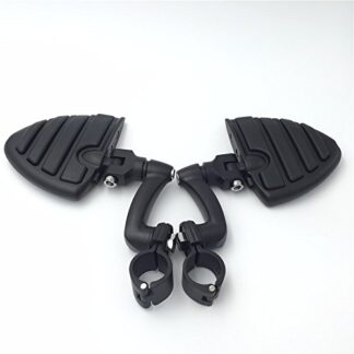 HTT Group Motorcycle Black 360 Adjustable Peg Mounting Kit U Shape Foot Peg For GoldWing VTX1300 Shadow Valkyrie Triumph Rocket Equipped with 1-1/2 inch (1.5") Front Engine Guard Frame Tube