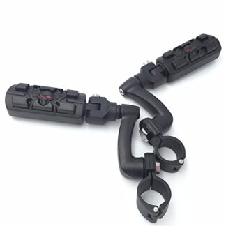 HTT Group Motorcycle Black 360 Adjustable Peg Mounting Kit Wing Zombie Foot Peg For GoldWing VTX1300 Shadow Valkyrie Triumph Equipped with 1 inch (1") 25mm Front Engine Guard Frame Tube