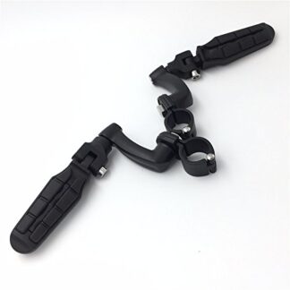 HTT Group Motorcycle Black Adjustable Highway Peg Mounting Kit with Footpeg Foot rest For Yamaha V-STAR Roadstar Suzuki Boulevard Equipped with 1 inch (1") 25mm Front Engine Guard Frame Tube