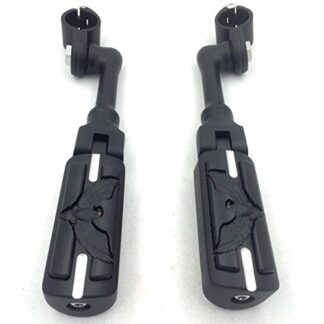 HTT Group Motorcycle Black Adjustable Peg Mounting Kit Eagle Hawk Style Foot Peg Footrest For Harley Davidson Sportster 883 1200 Street Bob Softail CVO 1.5" Front Engine Guard