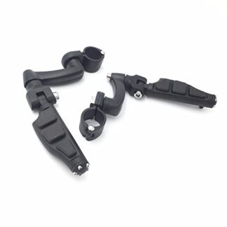 HTT Group Motorcycle Black Adjustable Peg Mounting Kit Flat End Foot Peg Footrest For Harley Davidson Sportster 883 1200 Street Bob Softail CVO Equipped 1-1/4 inch (1.25") Front Engine Guard