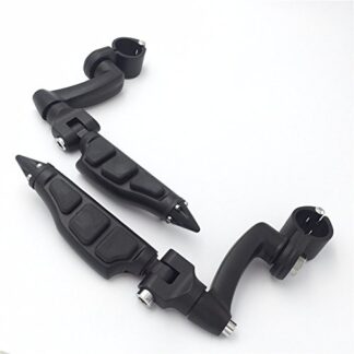HTT Group Motorcycle Black Adjustable Peg Mounting Kit Stiletto Shape Foot Peg Footrest For Harley Davidson Sportster 883 1200 Street Bob Softail CVO Equipped 1-1/2 inch (1.5") Front Engine Guard