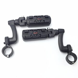 HTT Group Motorcycle Black Adjustable Peg Mounting Kit Wing Zombie Sull Footrest For Yamaha V-STAR Roadstar Suzuki Boulevard Equipped with 1-1/2 inch (1.5") Front Engine Guard Frame Tube