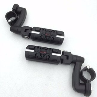 HTT Group Motorcycle Black Adjustable Peg Mounting Kit Wing Zombie Sull Footrest For Yamaha V-STAR Roadstar Suzuki Boulevard Equipped 1-1/2 inch (1.5") Front Engine Guard Frame Tube