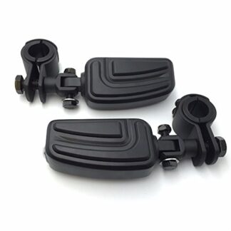 HTT Group Motorcycle Black AirFlow Arrow Foot Rest Foot Pegs with 1" and 1 1/4" Mounting Bracket For Triumph Rocket Yamaha V-STAR Roadstar Suzuki INTRUDER Boulevard M90 M1500 Kawasaki Vulcan