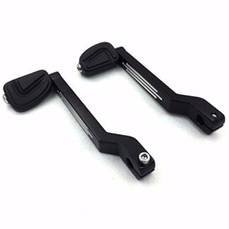 HTT Group Motorcycle Black Airflow Pegs w/ Grooved Heel/Toe Shift Levers Gear Shift Pedal Lever For Harley Davidson Fat Boy FLSTF 1980 and later