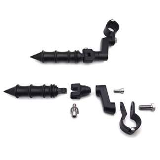 HTT Group Motorcycle Black Bamboo Style Foot Peg Footrest with Mounting Kit Clamps Fits Front Engine Guards with 1 1/4" Diameter Tubing For GoldWing VTX1300 Shadow Valkyrie Triumph