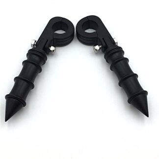 HTT Group Motorcycle Black Bamboo Style Foot Peg Footrest with Mounting Kit P-Clamp Fits Front Engine Guards with 1-1/2" Diameter Tubing For Yamaha V-STAR Roadstar Suzuki Boulevard Intruder M90