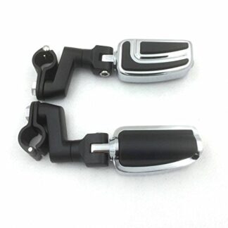 HTT Group Motorcycle Black Chrome Highway AirFlow Foot Rest Foot Pegs with 1" 1 inch Mounting Bracket For Triumph Rocket Yamaha V-STAR Roadstar Suzuki INTRUDER Boulevard M90 M1500 Kawasaki Vulcan