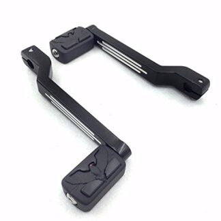 HTT Group Motorcycle Black Hawk Pegs w/ Grooved Heel/Toe Shift Levers For Harley Davidson Fat Boy FLSTF 1980 and later