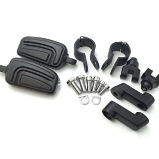 HTT Group Motorcycle Black Highway AirFlow Foot Rest Foot Pegs with 1 1/2" 1.5 inch Mounting Bracket For Harley Davidson Softail Dyna Glide Road King Sportster 883 1200 CVO Street Glide Fat Boy Iron