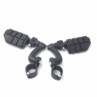 HTT Group Motorcycle Black Large Footpegs Mounting Kit For Honda GoldWing VTX1300 Shadow Valkyrie Triumph Road Glide Ultra FLTRU Equipped with 1-1/2 inch (1.5") Front Engine Guard Frame Tube