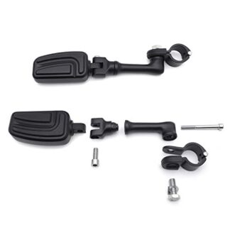 HTT Group Motorcycle Black Long Angled Adjustable Peg Mounting Kit AirFlow Foot Peg For GoldWing Shadow Valkyrie Triumph 1-1/4 inch (1.25") Front Engine Guard Frame Tube