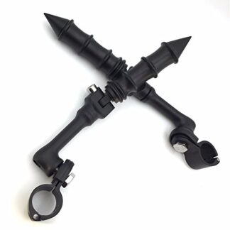 HTT Group Motorcycle Black Long Angled Adjustable Peg Mounting Kit Bamboo Style Footrest For Yamaha V-STAR Roadstar Suzuki Boulevard with 1 inch (1") 25mm Front Engine Guard Frame Tube