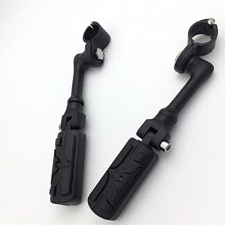 HTT Group Motorcycle Black Long Angled Adjustable Peg Mounting Kit Eagle Foot Peg Footrest For Harley Davidson Sportster 883 1200 Street Bob Softail CVO with 1 inch (1") 25mm Front Engine Guard