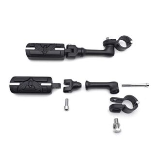 HTT Group Motorcycle Black Long Angled Adjustable Peg Mounting Kit Eagle Foot Peg For GoldWing VTX1300 Shadow Valkyrie Triumph 1-1/4 inch (1.25") Front Engine Guard Frame Tube