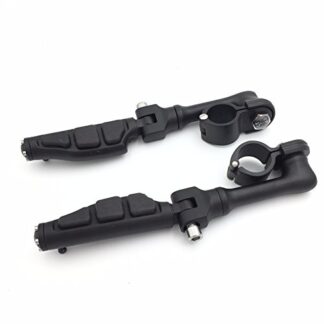 HTT Group Motorcycle Black Long Angled Adjustable Peg Mounting Kit Flat End Foot Peg Footrest For Harley Davidson Sportster 883 1200 Street Bob Softail CVO 1-1/4 inch (1.25") Front Engine Guard