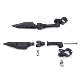 HTT Group Motorcycle Black Long Angled Adjustable Peg Mounting Kit Stiletto Shape Footrest Foot Pegs For Yamaha V-STAR Roadstar Suzuki Boulevard 1-1/4 inch (1.25") Front Engine Guard Frame Tube