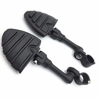 HTT Group Motorcycle Black Long Angled Adjustable Peg Mounting Kit U Shape Foot Peg For GoldWing VTX1300 Shadow Valkyrie Triumph Rocket with 1 inch (1") 25mm Front Engine Guard Frame Tube