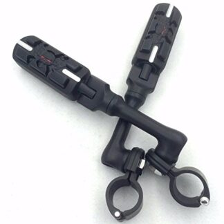 HTT Group Motorcycle Black Long Angled Adjustable Peg Mounting Kit Wing Zombie Foot Peg For GoldWing VTX1300 Shadow Valkyrie Triumph 1-1/2 inch (1.5") Front Engine Guard Frame Tube