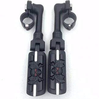 HTT Group Motorcycle Black Long Angled Adjustable Peg Mounting Kit Wing Zombie Sull Footrest For Yamaha V-STAR Roadstar Suzuki Boulevard 1 inch (1") 25mm Front Engine Guard Frame Tube