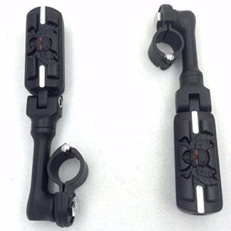 HTT Group Motorcycle Black Long Angled Adjustable Peg Mounting Kit Zombie Sull Foot Peg For Harley Sportster 883 1200 Street Bob Softail CVO 1-1/2 inch (1.5") Front Engine Guard