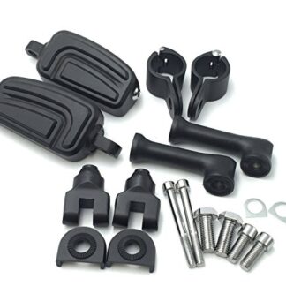 HTT Group Motorcycle Black Long Angled Adjustable Peg Mounting Kit with Skull Foot Peg For GoldWing VTX1300 Shadow Valkyrie Triumph 1" 25mm Front Engine Guard Frame Tube