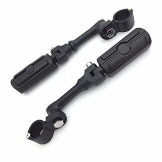 HTT Group Motorcycle Black Long Angled Peg Mounting Kit Skull Foot Peg For Bike with 1 inch (1") 25mm Front Engine Guard Frame Tube Iron 883 XL883N Electra Glide Ultra Road King FLHR