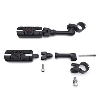 HTT Group Motorcycle Black Long Angled Peg Mounting Kit Zombie Sull Foot Peg For Bike 1-1/4 inch (1.25") Front Engine Guard Frame Tube Iron 883 XL883N Electra Glide Ultra Road King FLHR