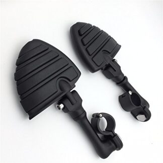 HTT Group Motorcycle Black Long Angled Peg Mounting Kit with U Shape Foot Peg Footrest For Bike with 1 inch (1") 25mm Front Engine Guard Frame Tube Iron 883 XL883N Electra Glide Ultra Road King