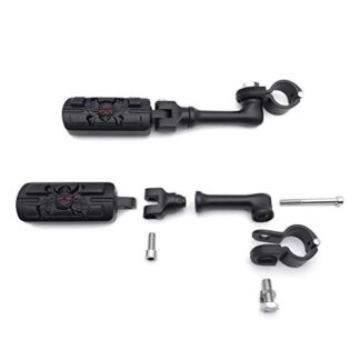 HTT Group Motorcycle Black Long Angled Peg Mounting Kit with Zombie Sull Foot Peg For Bike with 1-1/4 inch (1.25") Front Engine Guard Frame Tube Iron 883 XL883N Electra Glide Ultra Road King FLHR