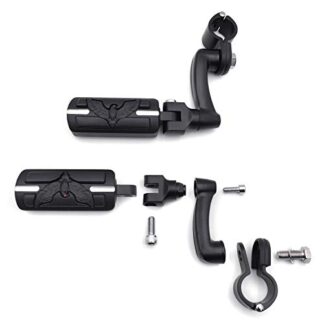 HTT Group Motorcycle Black Peg Mounting Kit Eagle Hawk Foot Peg For Bike Equipped 1-1/4 inch (1.25") Front Engine Guard Frame Tube Iron 883 XL883N Electra Glide Ultra Road King FLHR