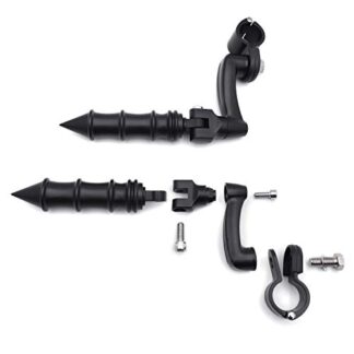 HTT Group Motorcycle Black Peg Mounting Kit with Bamboo Style Foot Peg For Bike Equipped with 1-1/4 inch (1.25") Front Engine Guard Frame Tube Iron 883 XL883N Electra Glide Ultra Road King FLHR