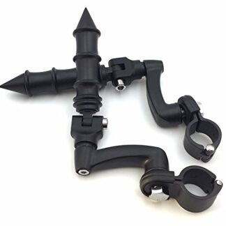 HTT Group Motorcycle Black Peg Mounting Kit with Bamboo Style Foot Peg For Bike Equipped with 1 inch (1") 25mm Front Engine Guard Frame Tube Iron 883 XL883N Electra Glide Ultra Road King FLHR