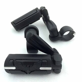 HTT Group Motorcycle Black Peg Mounting Kit with Eagle Hawk Foot Peg For Bike Equipped 1 inch (1") 25mm Front Engine Guard Frame Tube Iron 883 XL883N Electra Glide Ultra Road King FLHR
