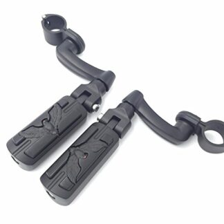 HTT Group Motorcycle Black Peg Mounting Kit with Eagle Hawk Foot Peg For Bike Equipped with 1 inch (1") 25mm Front Engine Guard Frame Tube Iron 883 XL883N Electra Glide Ultra Road King FLHR