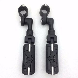 HTT Group Motorcycle Black Short Adjustable Peg Mounting Kit Eagle Hawk Style Foot Peg Footrest For Harley Sportster 883 1200 Street Bob Softail CVO 1 1/4 inch (1.25") Front Engine Guard