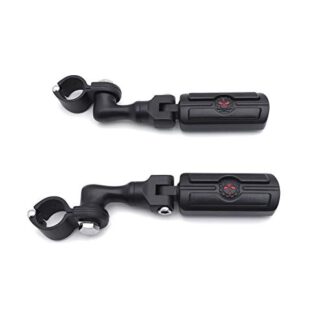 HTT Group Motorcycle Black Short Adjustable Peg Mounting Kit Skull Foot Peg Footrest For Harley Davidson Sportster 883 1200 Street Bob Softail CVO Equipped 1-1/4 inch (1.25") Front Engine Guard