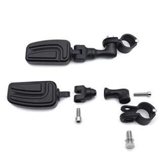 HTT Group Motorcycle Black Short Angled Adjustable Peg Mounting Kit AirFlow Foot Peg For GoldWing Shadow Valkyrie Triumph 1-1/4 inch (1.25") Front Engine Guard Frame Tube