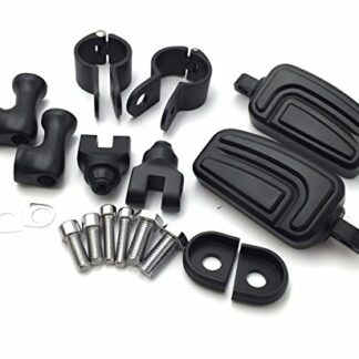 HTT Group Motorcycle Black Short Angled Adjustable Peg Mounting Kit AirFlow Footrest For Yamaha V-STAR Roadstar Suzuki Boulevard 1 inch (1") 25mm Front Engine Guard Frame Tube