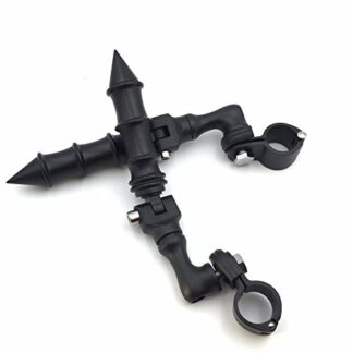 HTT Group Motorcycle Black Short Angled Adjustable Peg Mounting Kit Bamboo Style Footrest For Yamaha V-STAR Roadstar Suzuki Boulevard with 1 inch (1") 25mm Front Engine Guard Frame Tube