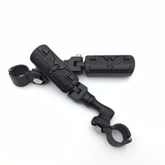 HTT Group Motorcycle Black Short Angled Adjustable Peg Mounting Kit Eagle Style Footrest For Yamaha V-STAR Roadstar Suzuki Boulevard with 1 inch (1")25mm Front Engine Guard Frame Tube