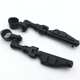 HTT Group Motorcycle Black Short Angled Adjustable Peg Mounting Kit Flat End Foot Peg For GoldWing VTX1300 Shadow Valkyrie Triumph Rocket with 1 inch 25mm Front Engine Guard Frame Tube