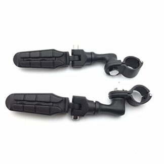 HTT Group Motorcycle Black Short Angled Adjustable Peg Mounting Kit Footpeg Footrest For GoldWing VTX1300 Shadow Valkyrie Triumph Equipped 1-1/4 inch (1.25") Front Engine Guard Frame Tube