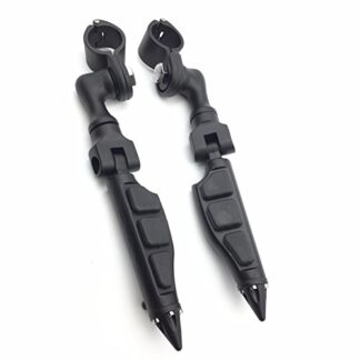 HTT Group Motorcycle Black Short Angled Adjustable Peg Mounting Kit Stiletto Shape Foot Peg Footrest For Harley Sportster 883 1200 Street Bob Softail CVO with 1 inch (1") 25mm Front Engine Guard
